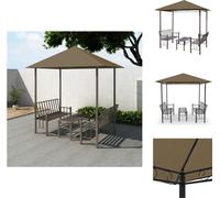 vidaXL Pavillon de jardin avec table et bancs 2,5x1,5x2,4 m Taupe 180 g/m² - Pavillons & Tentes de réception