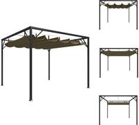 vidaXL Pavillon de jardin avec toit extensible 3x3 m Taupe 180 g/m² - Pavillons & Tentes de réception