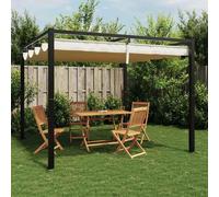 vidaXL Pavillon de jardin avec toit extensible Crème 3x3 m Acier