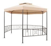 vidaXL Pavillon de jardin Tente de réception Hexagonal Beige 323x265 cm