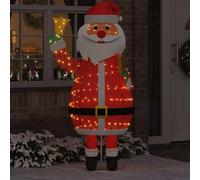 vidaXL Père Noël de Noël avec 200 LED Blanc Chaud 100 x 180 cm Tissu, Salon, déco de Noël Moderne, lumières LED durables, Sculpture de Père Noël, déco Festive, Affichage intérieur extérieur