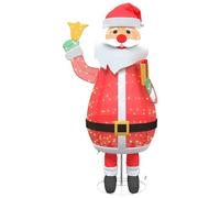 vidaXL Père Noël de Noël avec 200 LED Blanc Chaud 100 x 180 cm Tissu, Salon, déco de Noël Moderne, lumières LED durables, Sculpture de Père Noël, déco Festive, Affichage intérieur extérieur