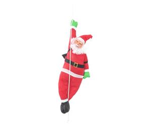 vidaXL Père Noël Suspendu à Une Corde Rouge 30 x 15 x 130 cm Polyester