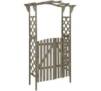 vidaXL Pergola arche de jardin en sapin massif avec portail 116×40×204 cm Gris