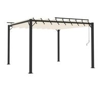 vidaXL Pergola avec toit à lamelles 3x3 m Crème Tissu et aluminium