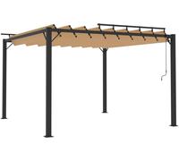 vidaXL Pergola 3x3 m avec toit à lamelles Taupe tissu et aluminium