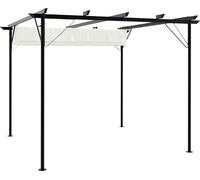 vidaXL Pergola 3x3 m en acier avec toit escamotable blanc crème