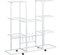vidaXL Pied à fleurs avec roulettes 94,5x24,5x91,5 cm Blanc Fer