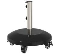vidaXL Pied de parasol en granit avec roulettes pour mât de 40 à 50 mm, 29 kg, noir