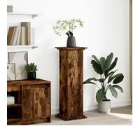 vidaXL Piédestal avec rangement chêne fumé 31x30x90 cm bois ingénierie, vitrine, présentoir, étagère de présentation, stand d'exposition