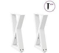 Vidaxl Pieds De Table Basse 2 Pcs Blanc 28x(42-43,3) Cm Acier