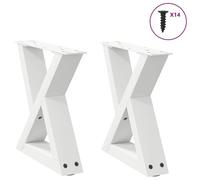 Vidaxl Pieds De Table Basse 2 Pcs Blanc 40x(30-31,3) Cm Acier
