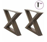 vidaXL Pieds de table basse 2 pièces Acier naturel 50 x (30-31,3) cm Acier 4012687
