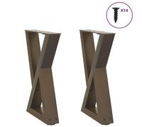 Vidaxl Pieds De Table Basse 2pcs Acier Naturel 38x(42-43,3)Cm