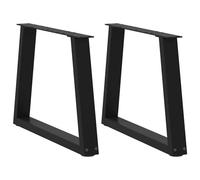 Vidaxl Pieds De Table Basse En Forme De V, 2 Pièces, Noir, 50 X (42-43,3) Cm, Acier