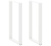 vidaXL Pieds de Table de Bar en U, 2 pièces, Blanc, 60 x (100-101) cm, Acier