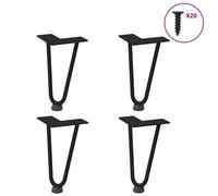 vidaXL Pieds de table en forme d'épingle à cheveux 4 pcs noir 20 cm