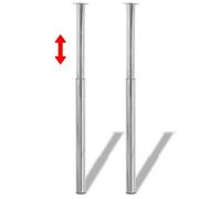 vidaXL 2 Pieds de Table télescopique Chrome Hauteur réglable 710 mm -1100 mm