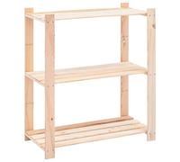 vidaXL Pin Solide Etagère de Stockage 3 Niveaux 150 kg Atelier Cuisine Maison