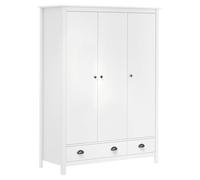 vidaXL Pin Solide Garde-robe à 3 Portes Armoire à Vêtements Armoire de Rangement Organisateur Chambre à Coucher Maison Intérieur Blanc 127x50x170 cm