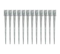 vidaXL Piquets de terre 12 pcs argent 9×9×90 cm Acier galvanisé