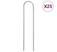 Vidaxl Piquets De Sol En Forme De U 25 Pcs 15x3,5 Cm Acier Galvanisé