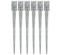 vidaXL Piquets de terre 6 pcs argent 9×9×90 cm Acier galvanisé
