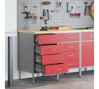 vidaXL Établi avec tiroirs 2 pcs rouge et gris 100 x 55 x 85 cm