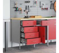vidaXL Établi avec tiroirs 2 pcs rouge et gris 100 x 55 x 85 cm
