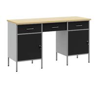 vidaXL Placard de travail 3 pc Noir Bois d'ingénierie et acier