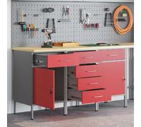 vidaXL Placard de travail 3 pcs Rouge et Gris 150 x 55 x 85 cm