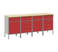 vidaXL Établi avec tiroirs 4 pcs rouge et gris 200 x 55 x 85 cm