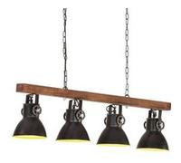 Vidaxl Plafonnier Industriel Noir E27 Bois De Manguier Noir