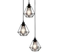 vidaXL Plafonnier 3 Ampoules Lampe Suspendue Luminaire Eclairage Intérieur Salon Hall d'Entrée Chambre Salle à Manger Maison 281634 Noir G