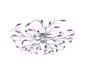 vidaXL Plafonnier à bras feuille en cristal acrylique 5 ampoules E14