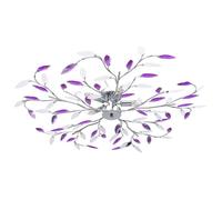 vidaXL Plafonnier moderne à bras feuille en cristal acrylique 5 ampoules E14 Pourpre