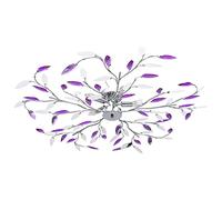 vidaXL Plafonnier à Bras Feuille en Cristal Acrylique Lustre Lampe Suspendue Luminaire d'Intérieur Salon Chambre à Coucher 5 Ampoules E14 Violet