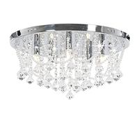 vidaXL Plafonnier avec Perles de Cristal Rond Lampe Suspendue Luminaire Eclairage Salon Salle de Séjour Chambre à Coucher Maison Intérieur Argenté