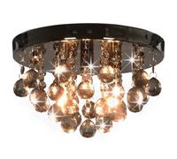Vidaxl Plafonnier Avec Perles Fumées Noir Rond G9