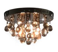 vidaXL Plafonnier avec Perles Fumées Rond Lustre Lampe Suspendue Eclairage Luminaire Salon Salle à Manger Chambre Maison 281581