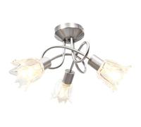 vidaXL Plafonnier et Abat-jour Lustre Lampe Suspendue Luminaire d'Intérieur Salon Chambre à Coucher Verre Transparent 3 Ampoules E14 Tulipe