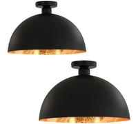 Vidaxl Plafonniers 2 Pcs Noir Et Doré Semi-Sphérique E27