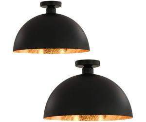 Vidaxl Plafonniers 2 Pcs Noir Et Doré Semi-Sphérique E27