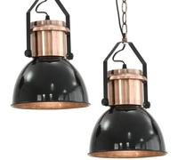 Vidaxl Plafonniers 2 Pcs Noir Rond E27