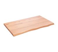 vidaXL Plan de toilette Comptoir, bois massif traité, bord vivant, 100x60x(2-4) cm brun clair