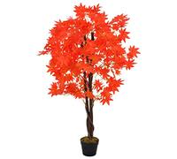 vidaXL Plante Artificielle d'Erable avec Pot Décor Floral Fleur Artificielle Décoration Salon Salle de Séjour Bureau Maison Intérieur Rouge