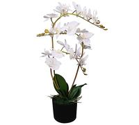 vidaXL Plante Artificielle et Pot Orchidée Décoration d'Intérieur 65 cm Blanc