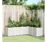 vidaXL Jardinière avec treillis blanc