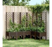 VIDAXL Jardinière avec treillis - Marron PP