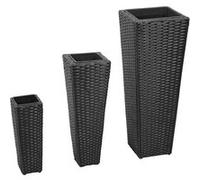 Plantenbakken verhoogd 3 st poly rattan zwart40534